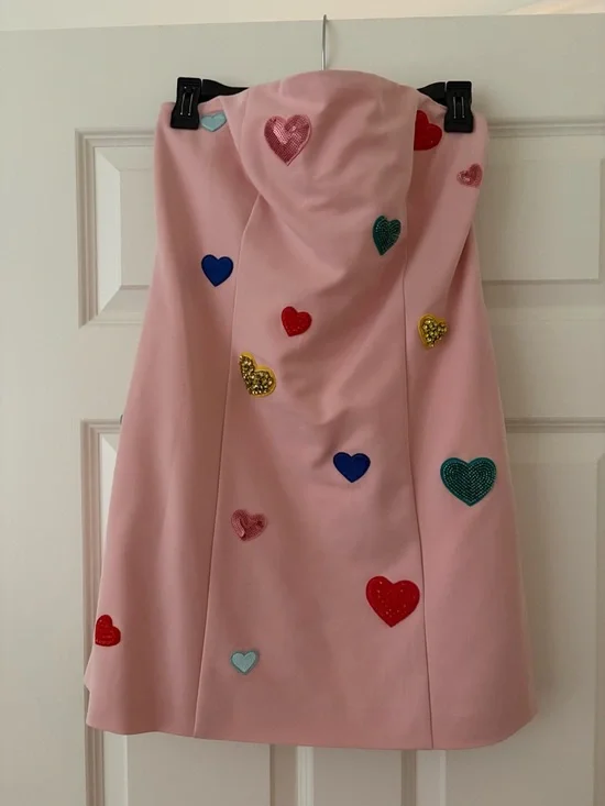 Anthropologie bedazzled pink mini heart jewel dress (NWT!!) women's size S - Picture 4 of 7